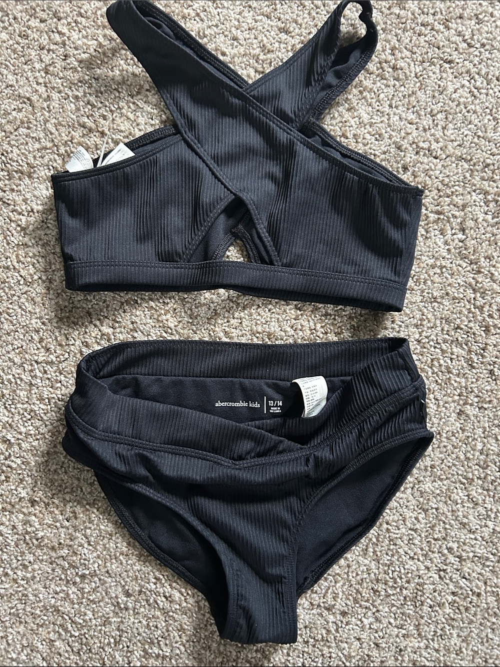abercrombie kids Black Ribbed Active Shorts